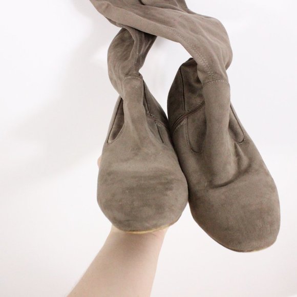 Catherine Malandrino  Womens Tan Faux Suede Over the knee Glitter Boots - Picture 6 of 8